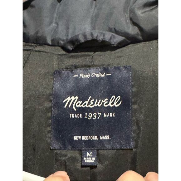 Madewell Navy Blue Quilted Full Zip Down Puffer High Collar Jacket Women's M - Picture 4 of 15